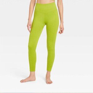 JoyLab Women's Seamless Cable Knit 7/8 Leggings - Green Small